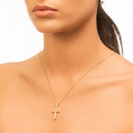 κίτρινος χρυσός γυναικείος σταυρός ζιργκόν ST11100940(a)