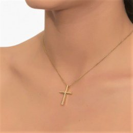 κίτρινος χρυσός γυναικείος σταυρός ζιργκόν ST11100946(b)