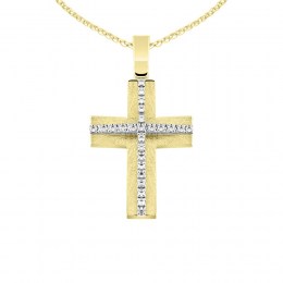 κίτρινος χρυσός γυναικείος σταυρός ζιργκόν ST11100955