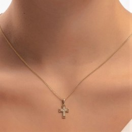 κίτρινος χρυσός γυναικείος σταυρός ζιργκόν ST11100976(b)