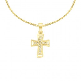 κίτρινος χρυσός γυναικείος σταυρός ζιργκόν ST11100976