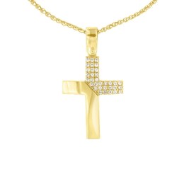 κίτρινος χρυσός γυναικείος σταυρός ζιργκόν ST11101073