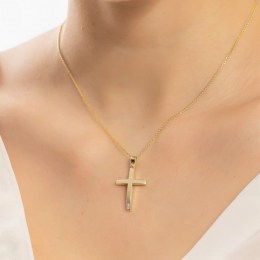 κίτρινος χρυσός γυναικείος σταυρός ζιργκόν ST11101093(b)