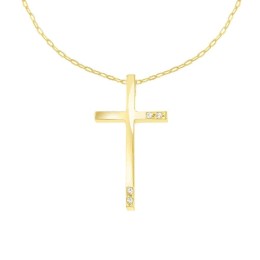 κίτρινος χρυσός γυναικείος σταυρός ζιργκόν ST11101102