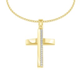 κίτρινος χρυσός γυναικείος σταυρός ζιργκόν ST11101138