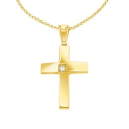 κίτρινος χρυσός γυναικείος σταυρός ζιργκόν ST11101182
