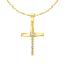 κίτρινος χρυσός γυναικείος σταυρός ζιργκόν ST11101185