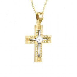 κίτρινος χρυσός γυναικείος σταυρός ζιργκόν ST11400061