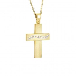 κίτρινος χρυσός γυναικείος σταυρός ζιργκόν ST11400076