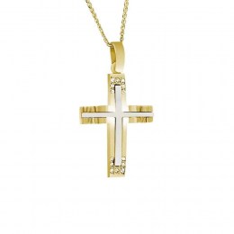 κίτρινος χρυσός γυναικείος σταυρός ζιργκόν ST11400105
