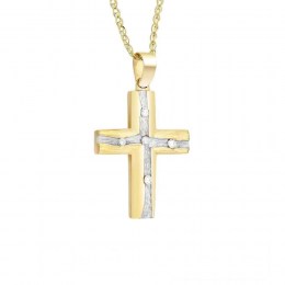 κίτρινος χρυσός γυναικείος σταυρός ζιργκόν ST11400155