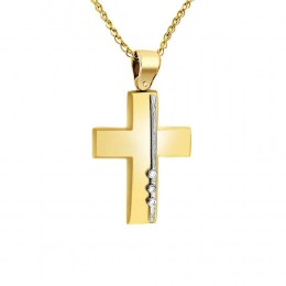 κίτρινος χρυσός γυναικείος σταυρός ζιργκόν ST11400485