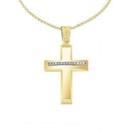 κίτρινος χρυσός γυναικείος σταυρός ζιργκόν ST12100970