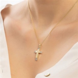 κίτρινος χρυσός γυναικείος σταυρός ζιργκόν ST12101000(b)