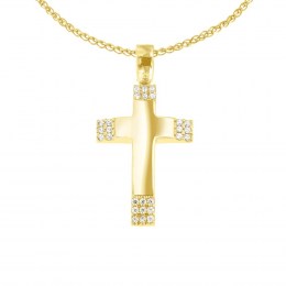 κίτρινος χρυσός γυναικείος σταυρός ζιργκόν ST12101000