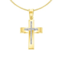 κίτρινος χρυσός γυναικείος σταυρός ζιργκόν ST12101005