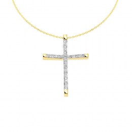 κίτρινος χρυσός γυναικείος σταυρός ζιργκόν ST11100933