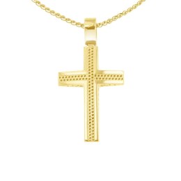 κίτρινος χρυσός σταυρός διπλής όψεως ST11101123(a)