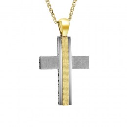 κίτρινος χρυσός σταυρός διπλής όψεως ST11400635 