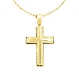 κίτρινος χρυσός σταυρός δύο όψεων ST11400944(a)