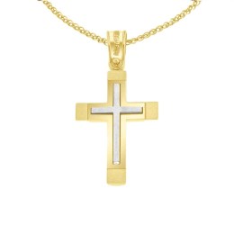 κίτρινος χρυσός σταυρός δύο όψεων ST11400992(a)