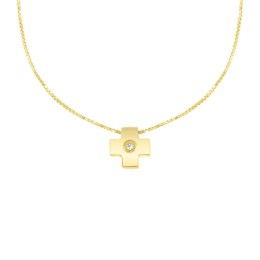 κολιέ γυναικείο κίτρινο χρυσό σταυρός KL11100497 