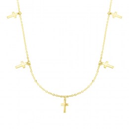 κολιέ γυναικείο κίτρινο χρυσό σταυρούς KL11100439