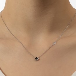 κολιέ λευκόχρυσο γυναικείο μαύρος σταυρός KL11200553(b)