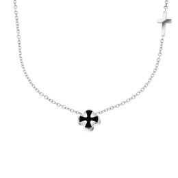κολιέ λευκόχρυσο γυναικείο μαύρος σταυρός KL11200553