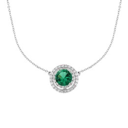 κολιέ λευκόχρυσο γυναικείο πράσινη πέτρα KL11200431