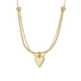 κολιέ Loisir Amulet διπλή αλυσίδα καρδιά ζιργκόν 01L15-01719