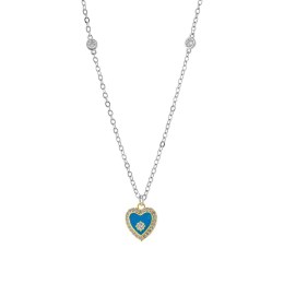 κολιέ Loisir Doll ασημί γαλάζια καρδιά ζιργκόν 01L15-01571