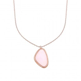 κολιέ ροζ επίχρυσο ασημένιο γυναικείο ροζ πέτρα KL21300045 