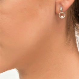 κρεμαστά ασημένια γυναικεία σκουλαρίκια πέρλα SK21200183(b)