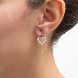 κρεμαστά ασημένια σκουλαρίκια καρδιά SK21200319(c)
