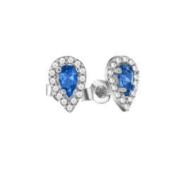 λευκόχρυσα σκουλαρίκια δάκρυ μπλε πέτρα SK11200548
