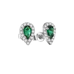 λευκόχρυσα σκουλαρίκια δάκρυ πράσινη πέτρα SK11200545