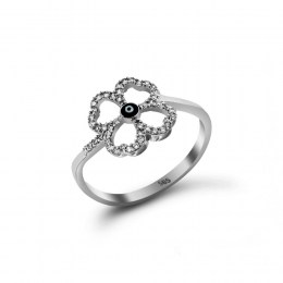 Λευκόχρυσο δαχτυλίδι λουλούδι ματάκι D11200400
