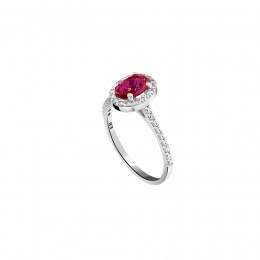 λευκόχρυσο δαχτυλίδι ροζέτα κόκκινο ζιργκόν D11200846