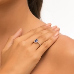 λευκόχρυσο δαχτυλίδι ροζέτα μπλε ζιργκόν D11200851(b)