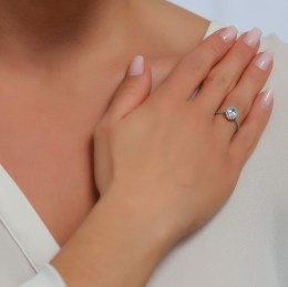 λευκόχρυσο δαχτυλίδι ροζέτα σιέλ ζιργκόν D11200888(b)