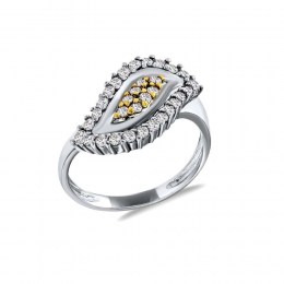 λευκόχρυσο γυναικείο δαχτυλίδι φύλλο D11400100