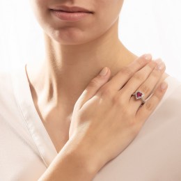 λευκόχρυσο γυναικείο δαχτυλίδι κόκκινο ζιργκόν D11201044(b)