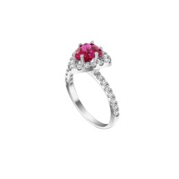 λευκόχρυσο γυναικείο δαχτυλίδι κόκκινο ζιργκόν D11201044