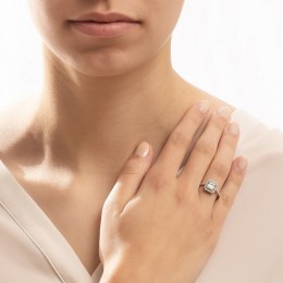 λευκόχρυσο γυναικείο δαχτυλίδι λευκά ζιργκόν D11201007(a)
