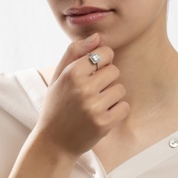 λευκόχρυσο γυναικείο δαχτυλίδι λευκά ζιργκόν D11201007(b)