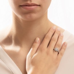 λευκόχρυσο γυναικείο δαχτυλίδι λευκά ζιργκόν D11201010(a)