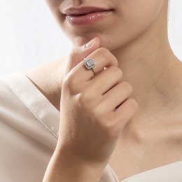 λευκόχρυσο γυναικείο δαχτυλίδι λευκά ζιργκόν D11201019(a)