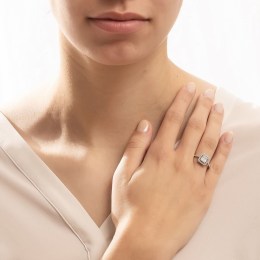 λευκόχρυσο γυναικείο δαχτυλίδι λευκά ζιργκόν D11201019(b)
