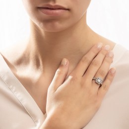 λευκόχρυσο γυναικείο δαχτυλίδι λευκά ζιργκόν D11201022(a)